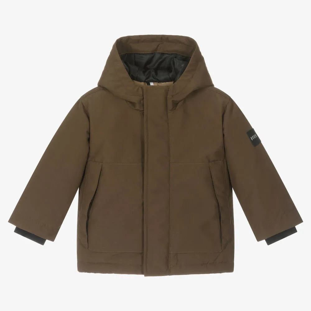 Baby Boys Brown Hooded Coat