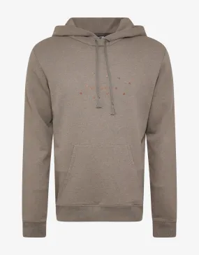 Beige Square Logo & Stars Print Hoodie