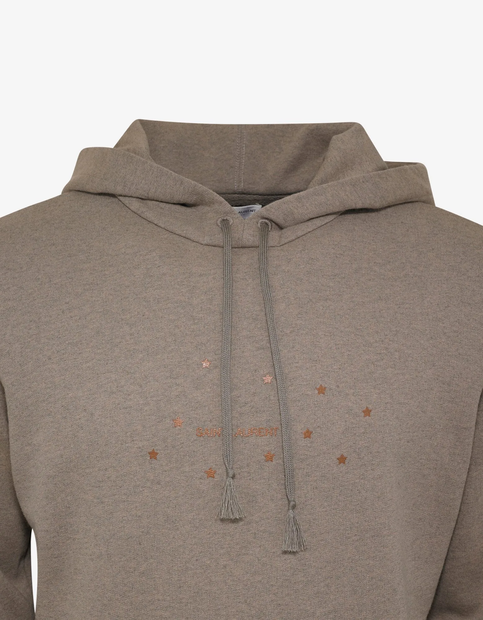 Beige Square Logo & Stars Print Hoodie