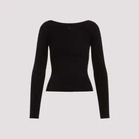 Black Shoulders Rib Viscose Sweater