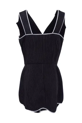 Black Striped Vest With Button