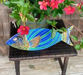 Blue Fish Wood Wall Art