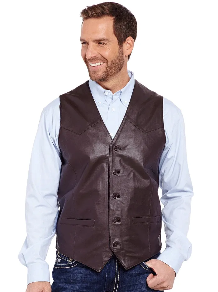 Cripple Creek ML3059 Mens Button Front Lamb Vest Brown