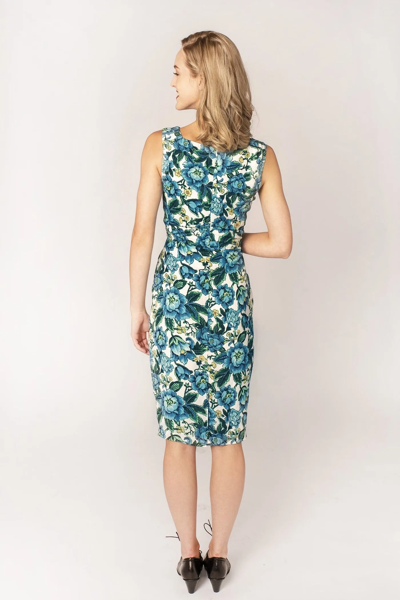 Dalena Turquoise Peonies Dress