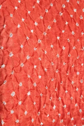 Elegant Orange Bandhani Gajji Silk Fabric ( 6 Mtr )