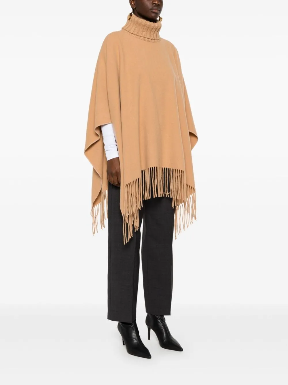 FABIANA FILIPPI Wool and Silk Blend Cape - Mid-Length with Draped Sleeves