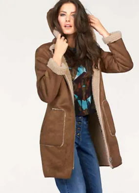 Faux Suede Coat by Aniston | Look Again