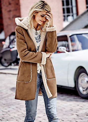 Faux Suede Coat by Aniston | Look Again