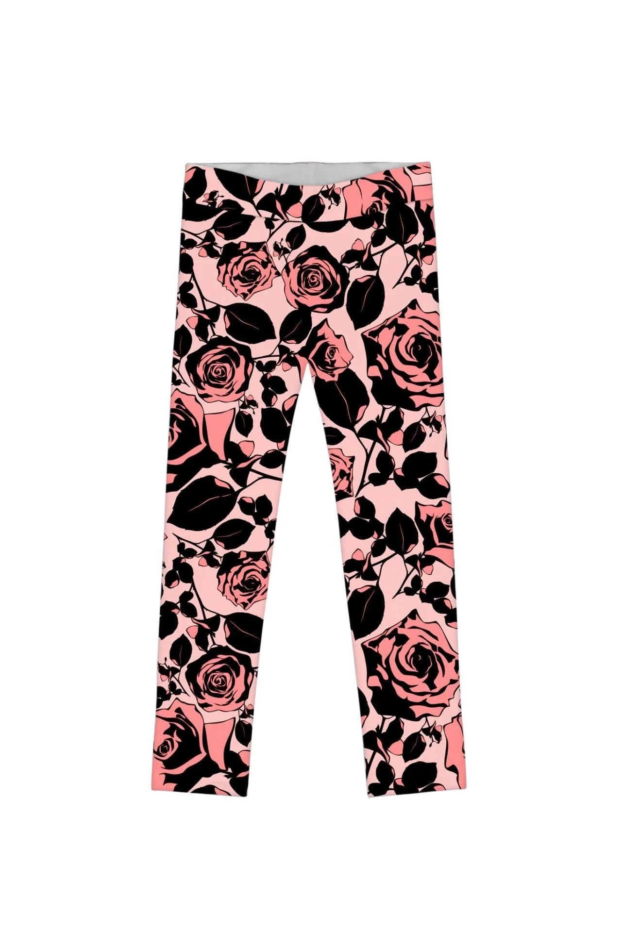 Flirty Girl Lucy Cute Pink Black Floral Print Eco Legging - Girls