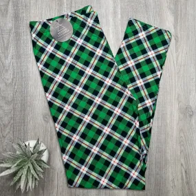 Green White Orange Plaid Soft Leggings