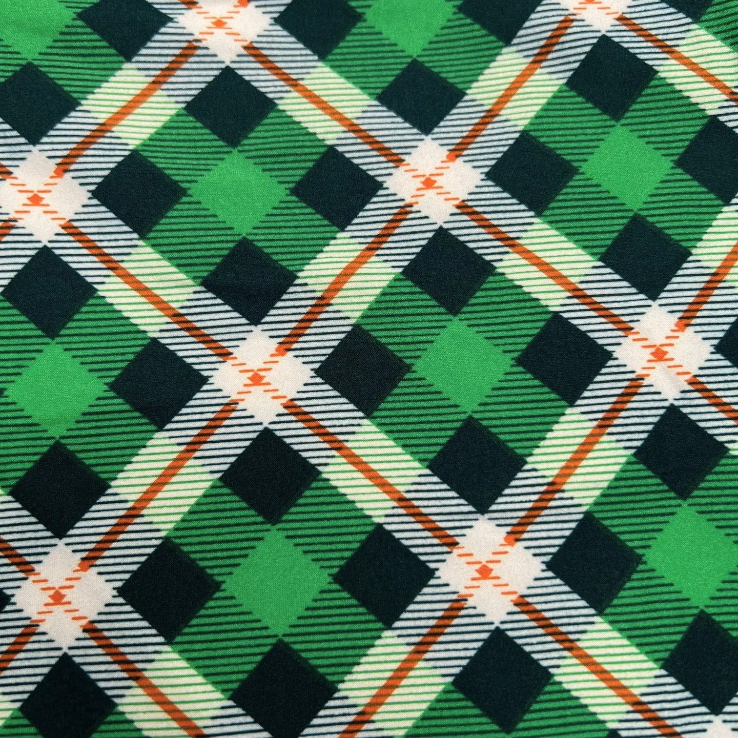 Green White Orange Plaid Soft Leggings