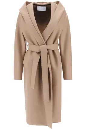 Hooded Robe Coat In Pressed Wool