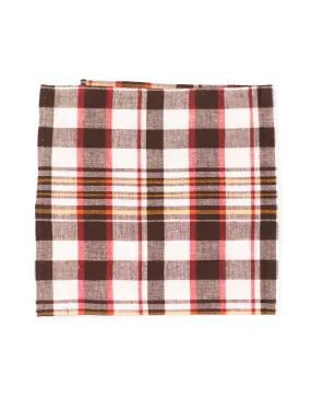 MADRAS POCKET SQUARE - BROWN/CREAM/RED/GOLD