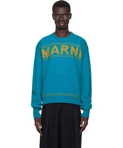 Marni Blue Fisherman Logo Sweater