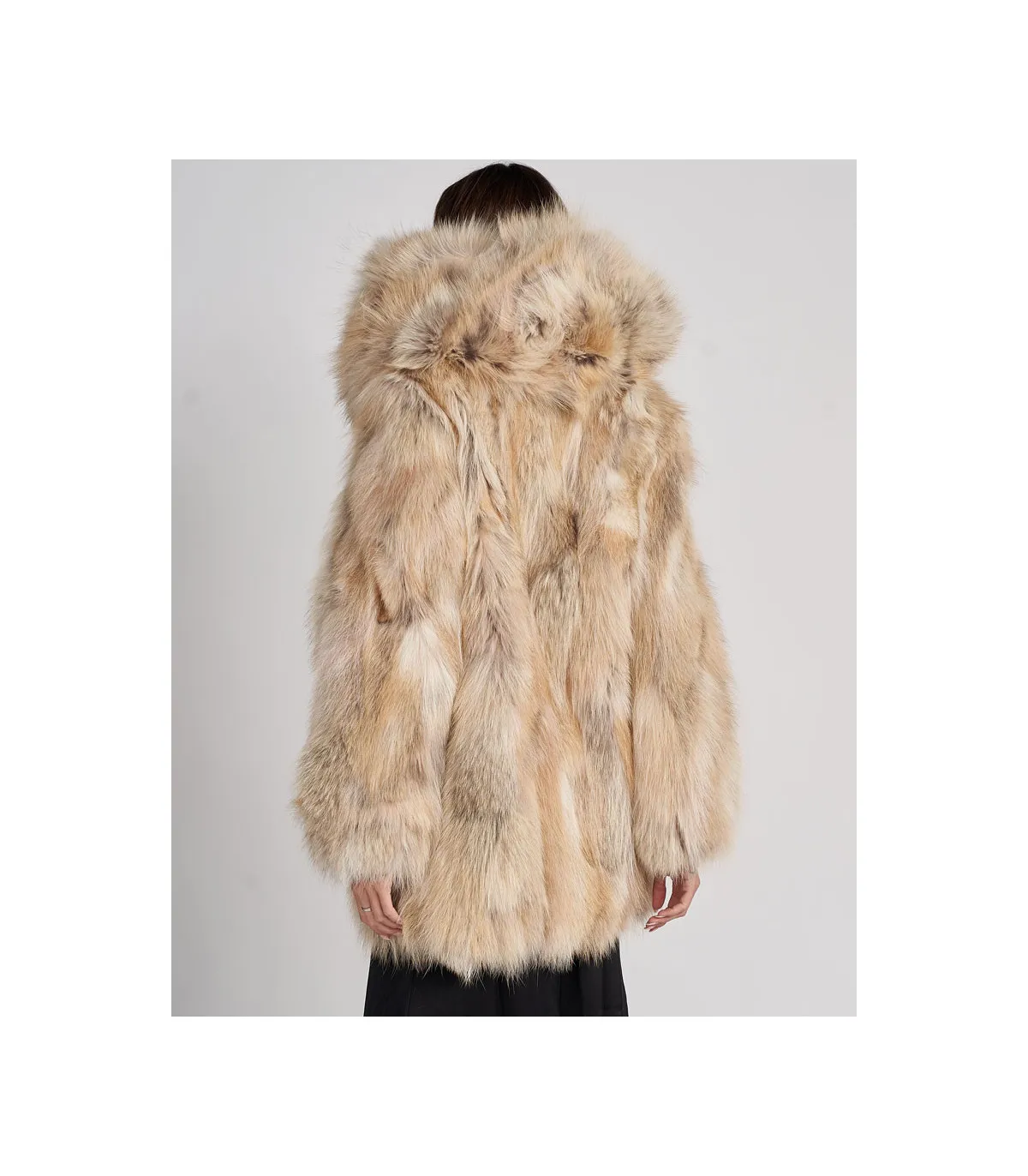 Melanie Hooded Coyote Fur Coat | FurHatWorld.com