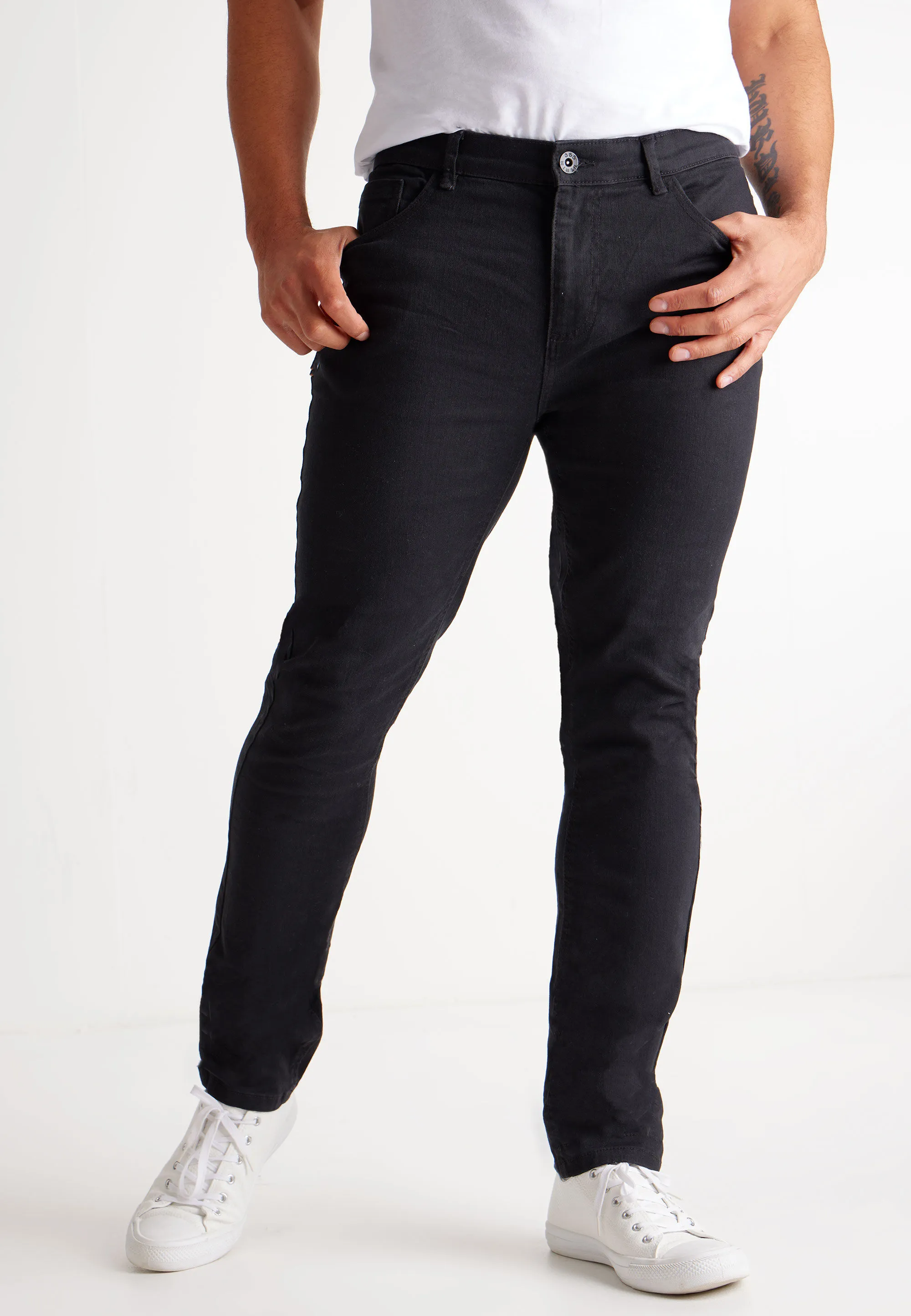 Mens Black Stretch Slim Jeans