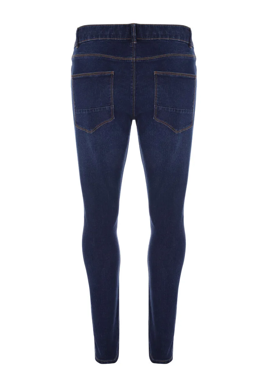 Mens Dark Blue Stretch Skinny Jeans-