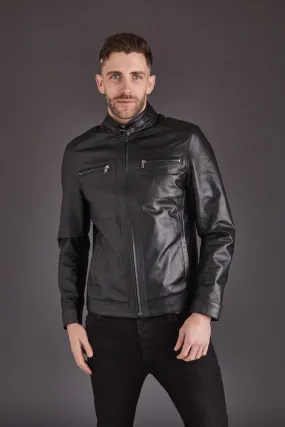 Men's Leather Coat in Black