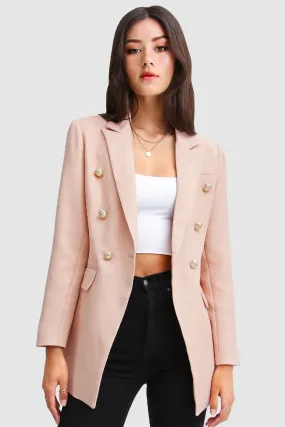 Princess Polly Textured Weave Blazer in Blush