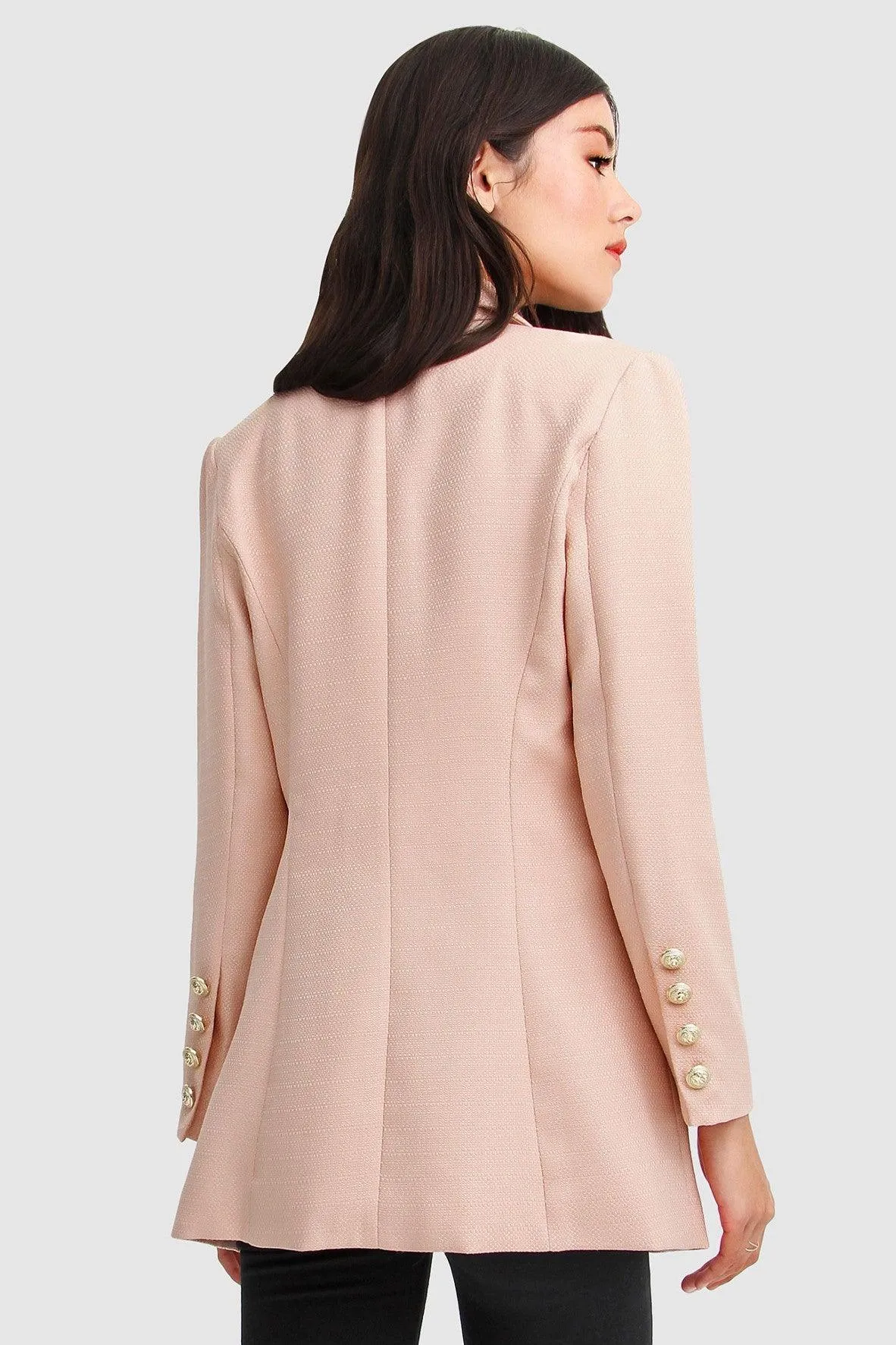 Princess Polly Textured Weave Blazer in Blush