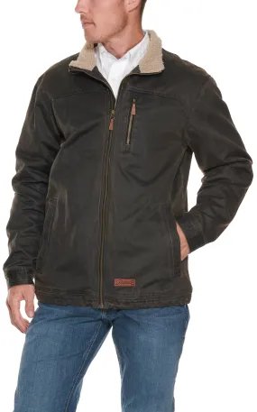 Rafter C Men's Dark Brown Faux Oilskin Sherpa Collar Jacket