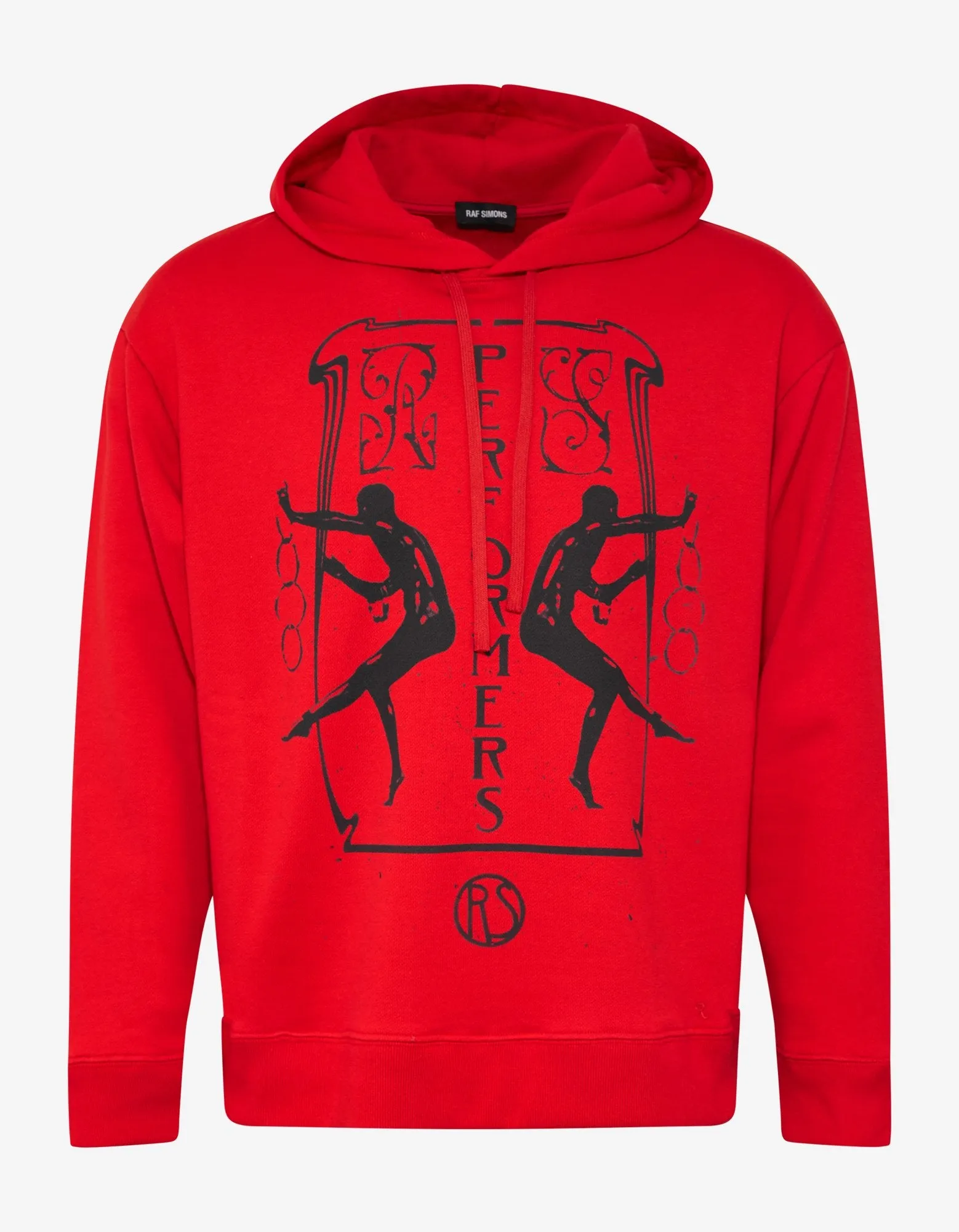 Red Oversized Print Hoodie