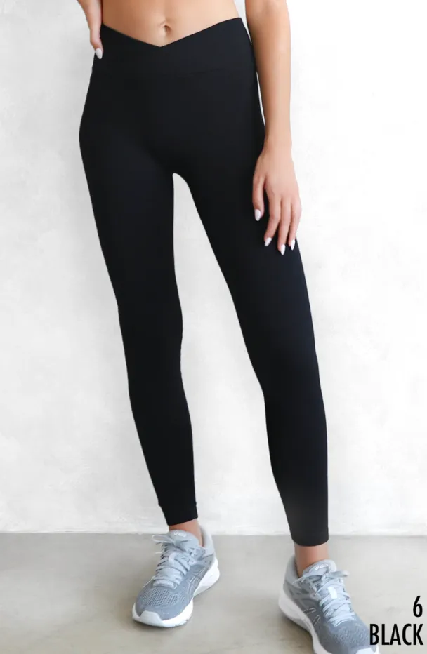 Ribbed Crossover Waistband Leggings