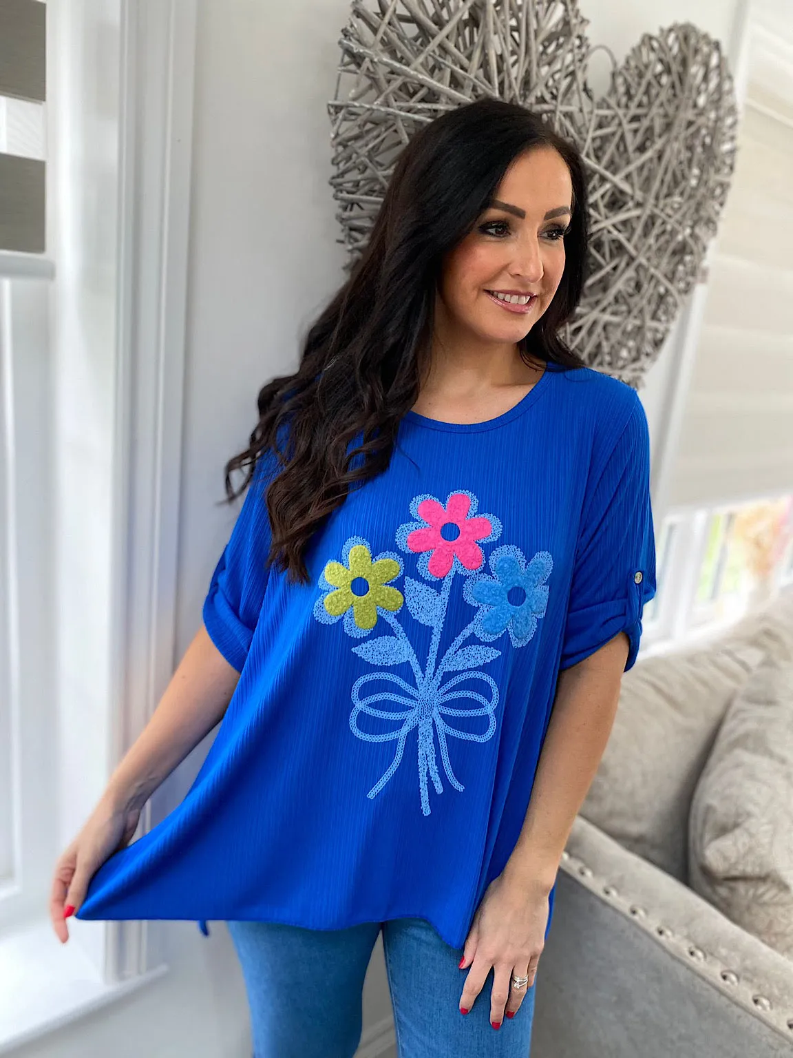 Royal Blue Floral Top Anastasia