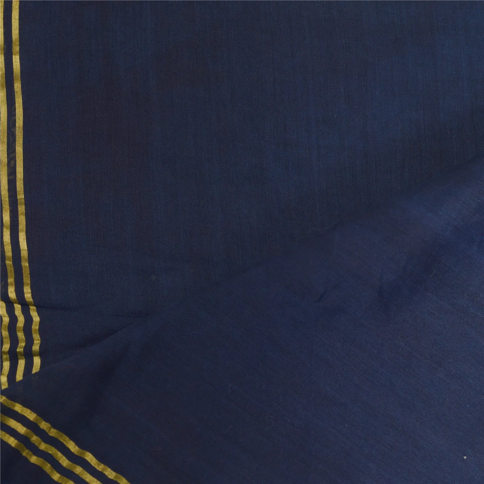 Sanskriti Vintage Long Blue Dupatta/Stole Cotton Silk Hand-Woven Zari Scarves