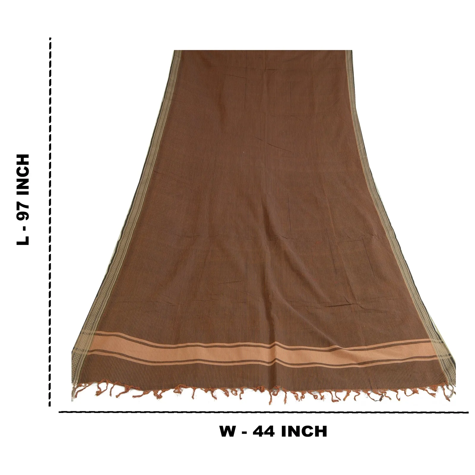 Sanskriti Vintage Long Dupatta Stole Pure Cotton Brown Hijab Woven Scarves