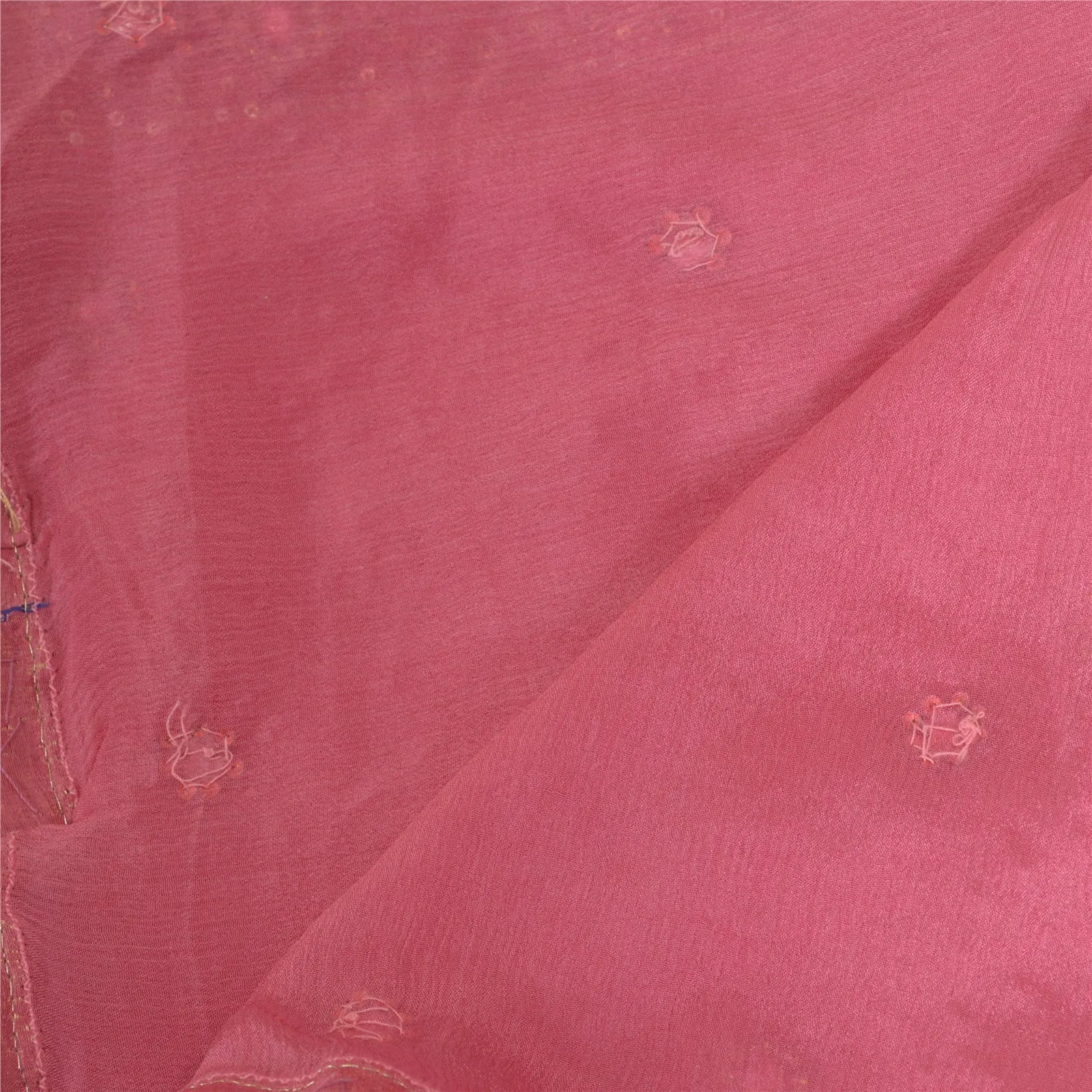 Sanskriti Vintage Long Dupatta Stole Pure Silk Pink Hand Beaded Woven Scarves