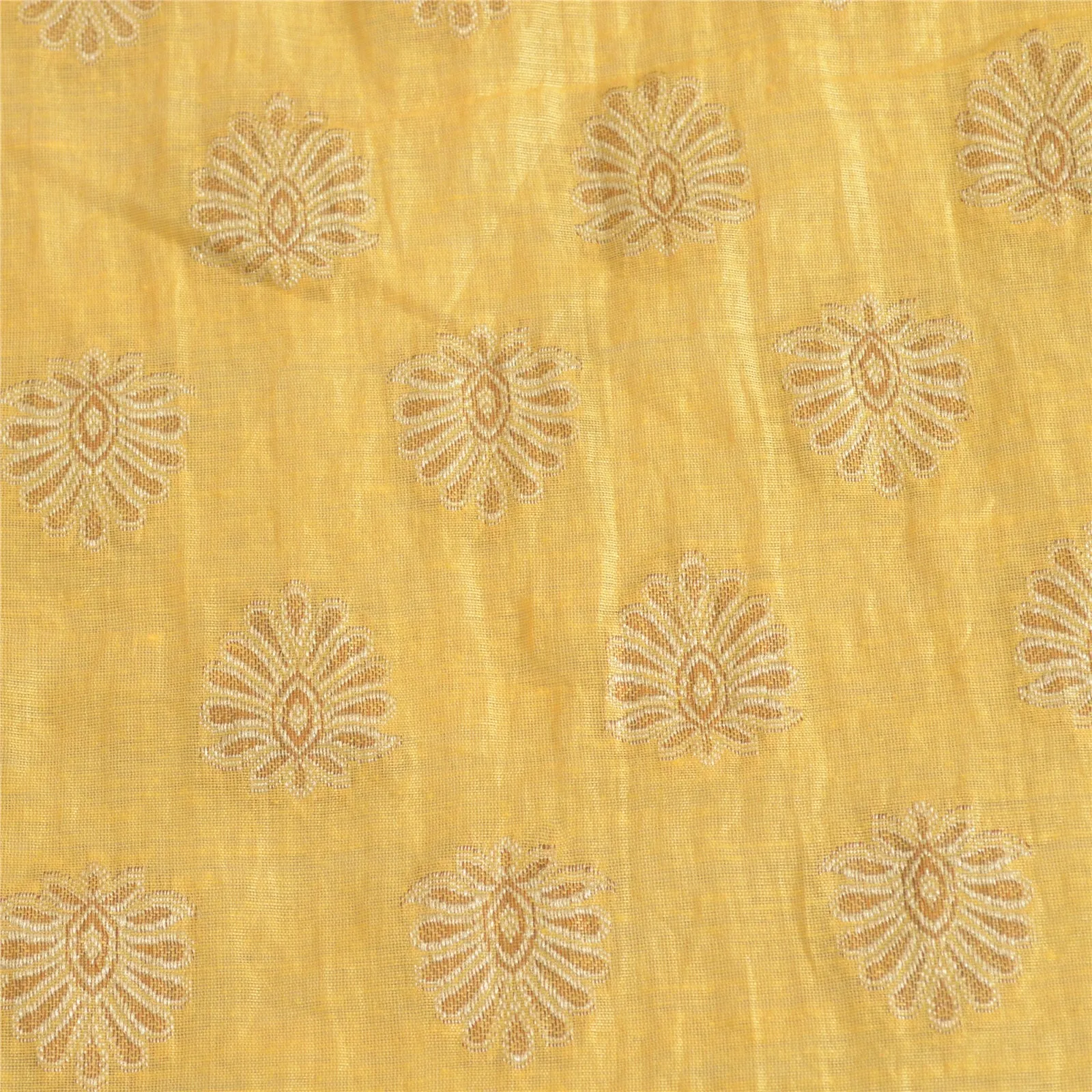 Sanskriti Vintage Long Dupatta Stole Pure Silk Yellow Hijab Woven Scarves