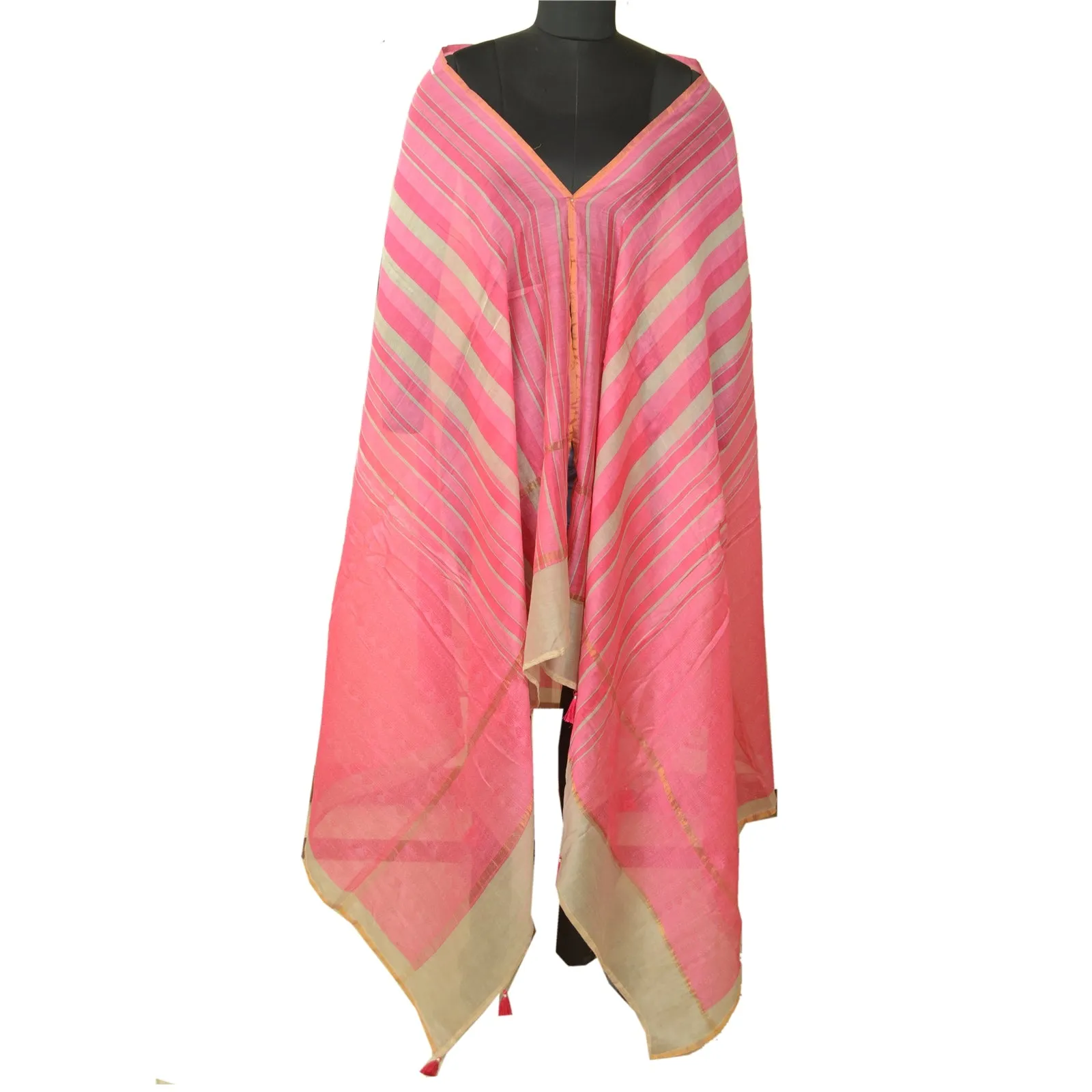 Sanskriti Vintage Pink Dupatta Long Stole Blend Silk Veil Printed Wrap Scarves