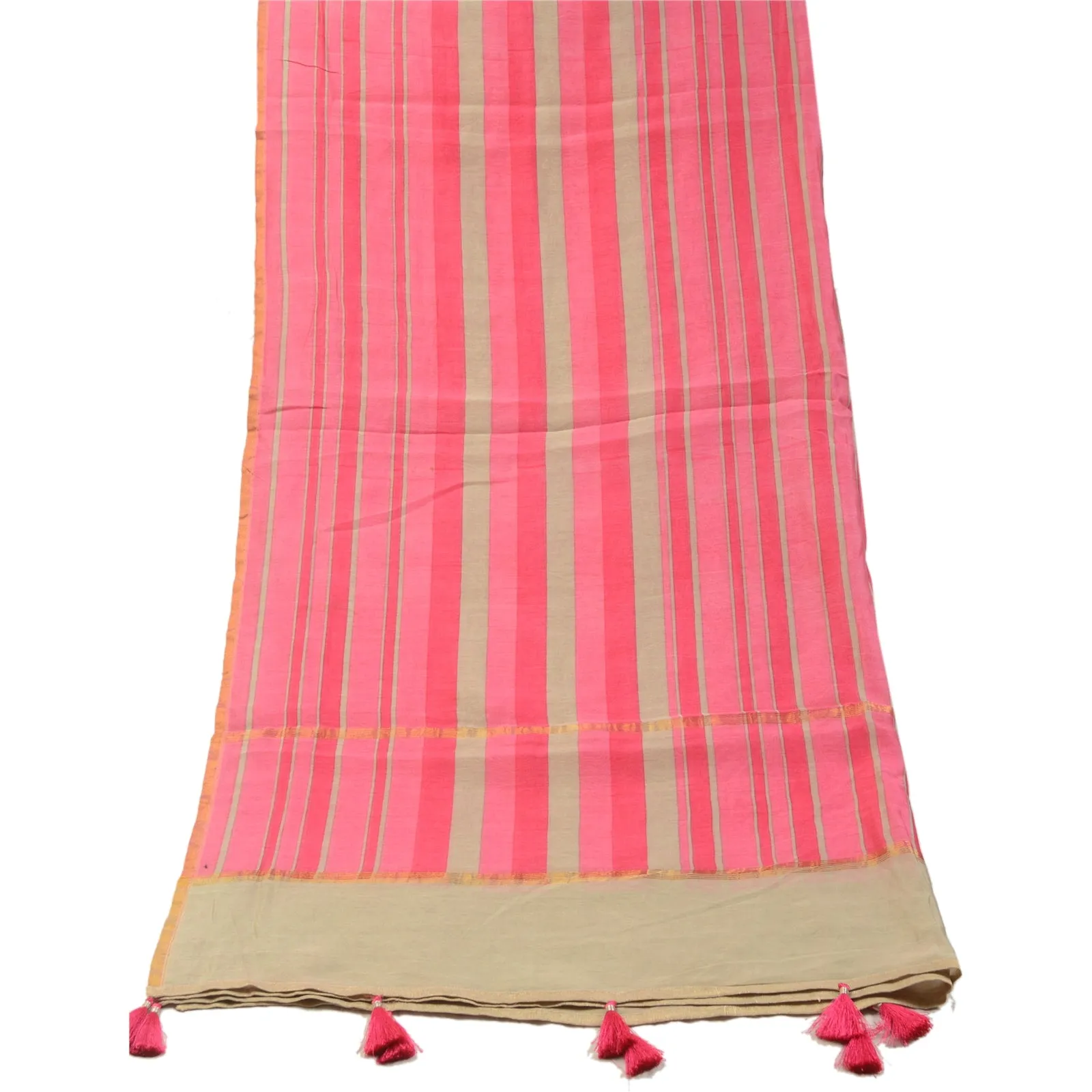 Sanskriti Vintage Pink Dupatta Long Stole Blend Silk Veil Printed Wrap Scarves