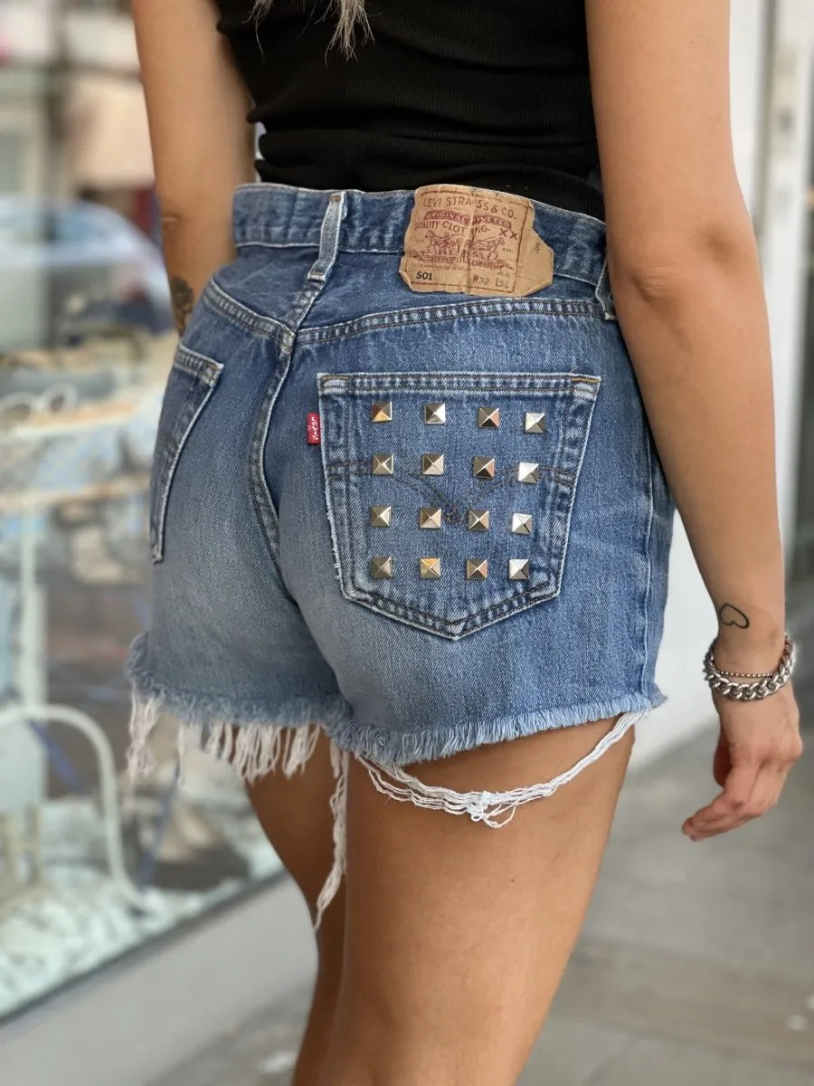 Shorts Levi's Vintage denim a caramella con borchie a piramide