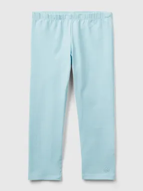 Stretch cotton leggings - Aqua | Benetton