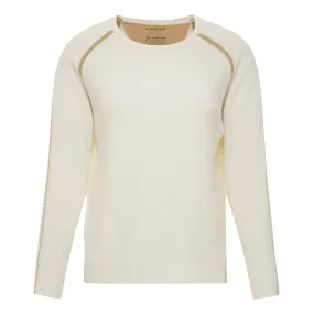 Stripe Raglan Cashmere Sweater - Ivory + Camel