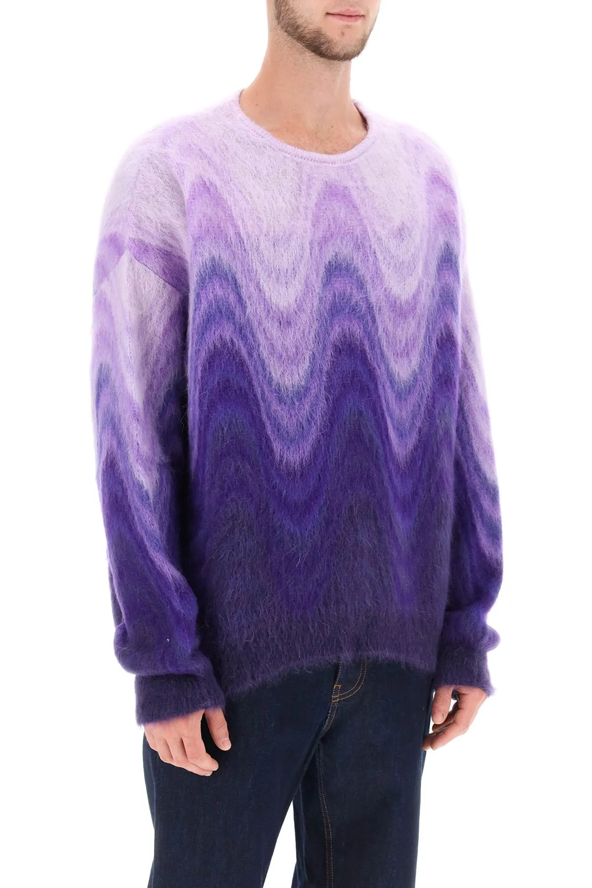 Sweater In Gradient Brushed Mohair Wool