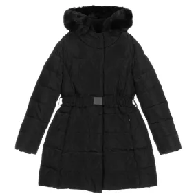 Teen Black Hooded Puffer Coat