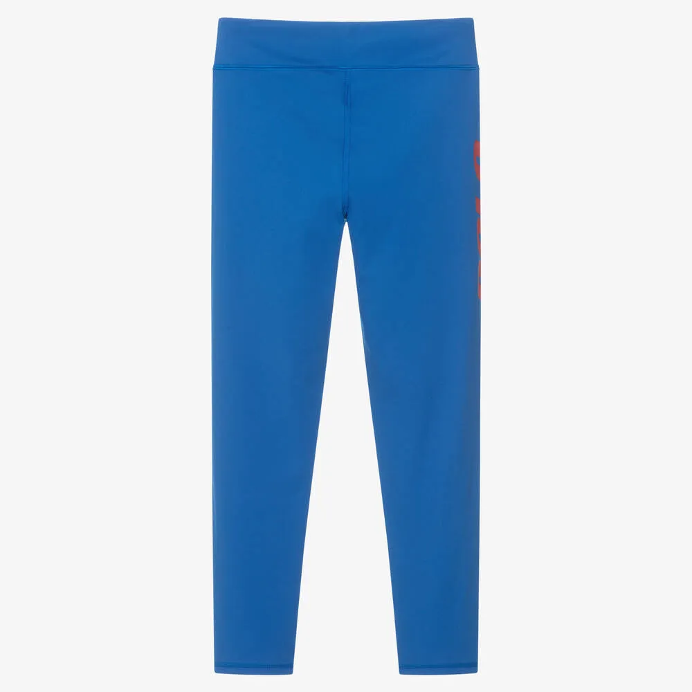 Teen Girls Blue Logo Leggings