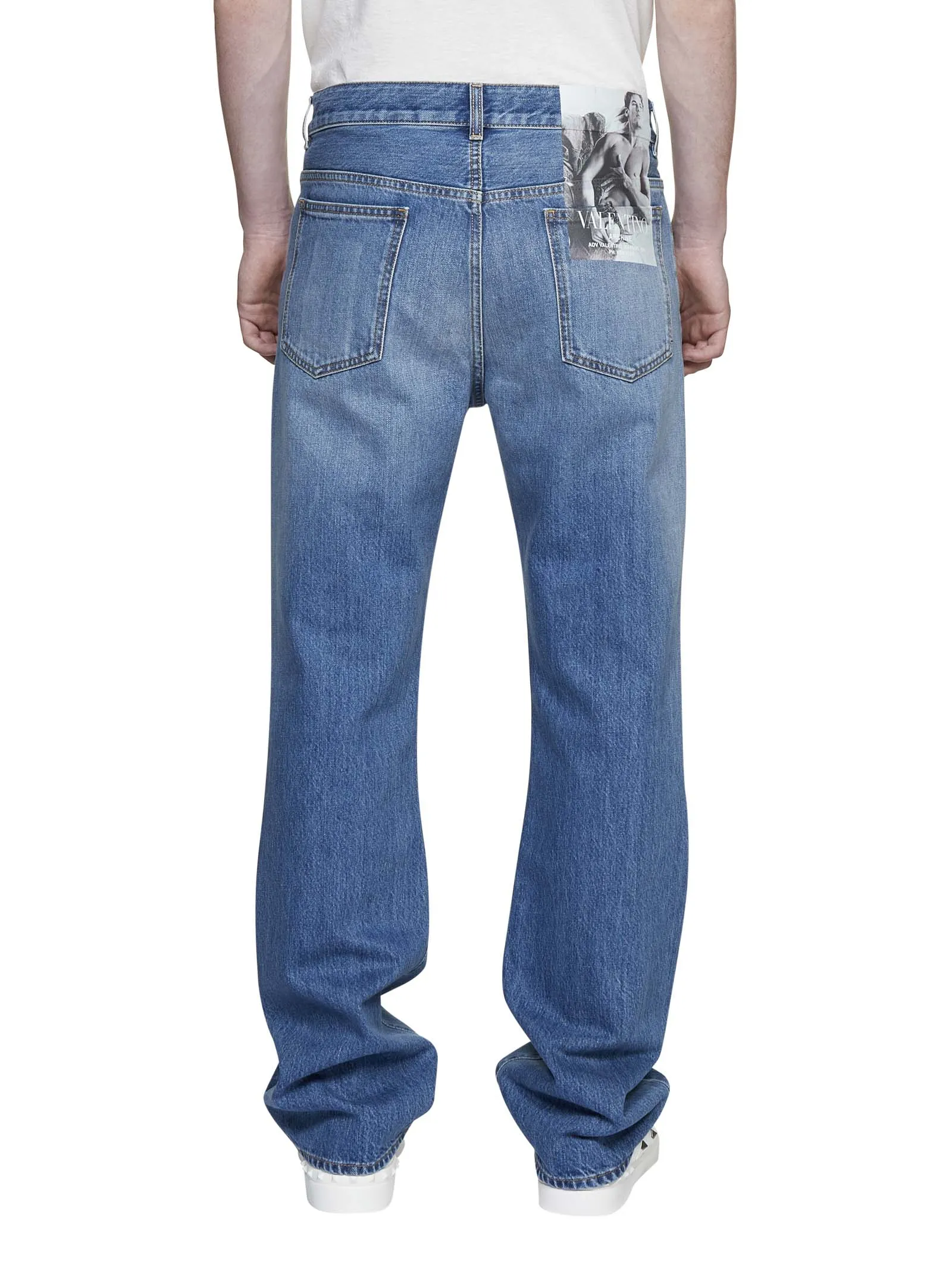 Valentino Logo Patch Straight Leg Jeans