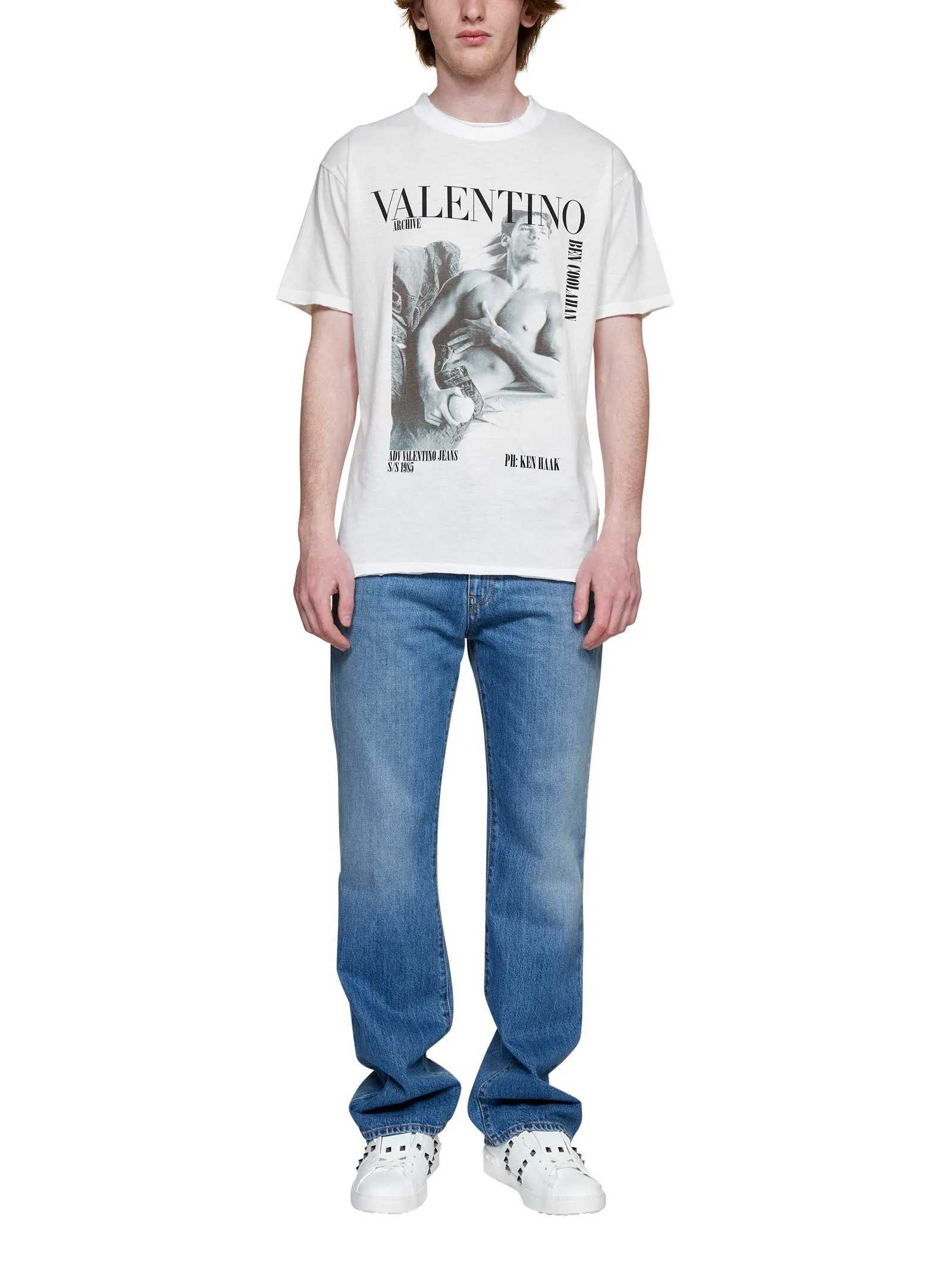 Valentino Logo Patch Straight Leg Jeans