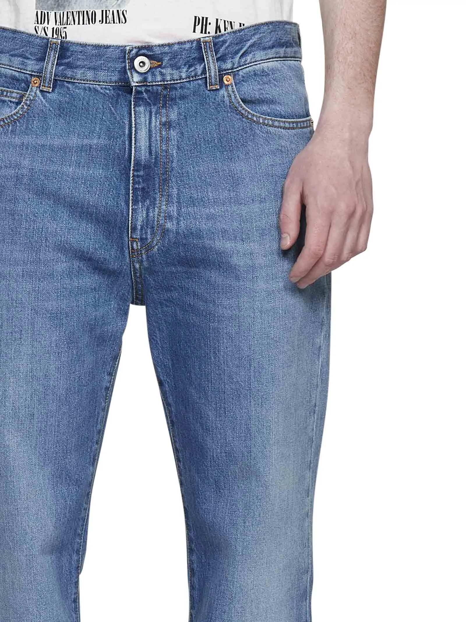 Valentino Logo Patch Straight Leg Jeans