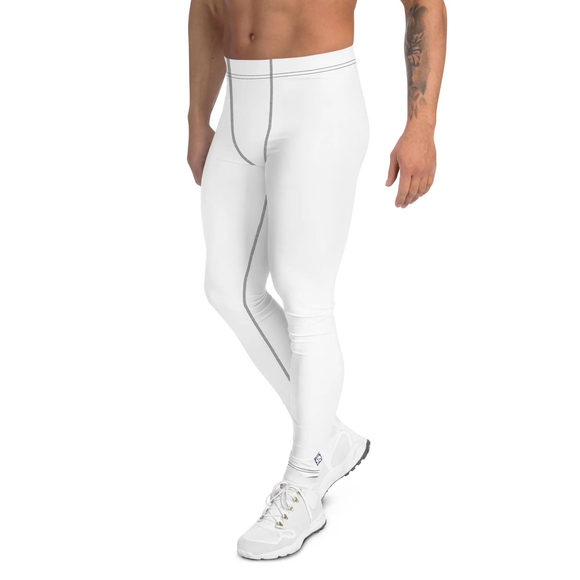 Versatile Movement: Solid Color Athletic Leggings for Men - Snow