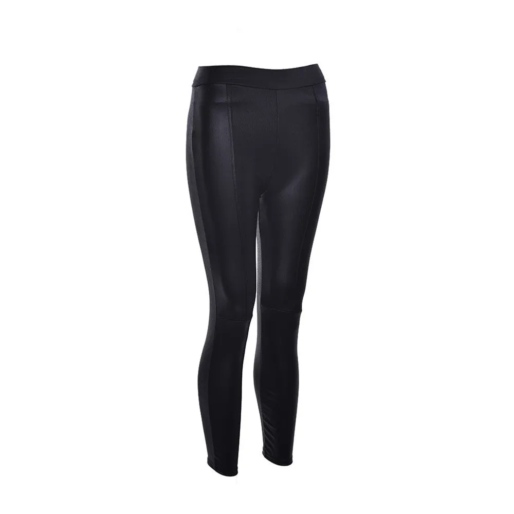 Women Sexy Faux Leather Leggings Slim Pant Elastic Stretch Skinny Pants Trousers Black SM6