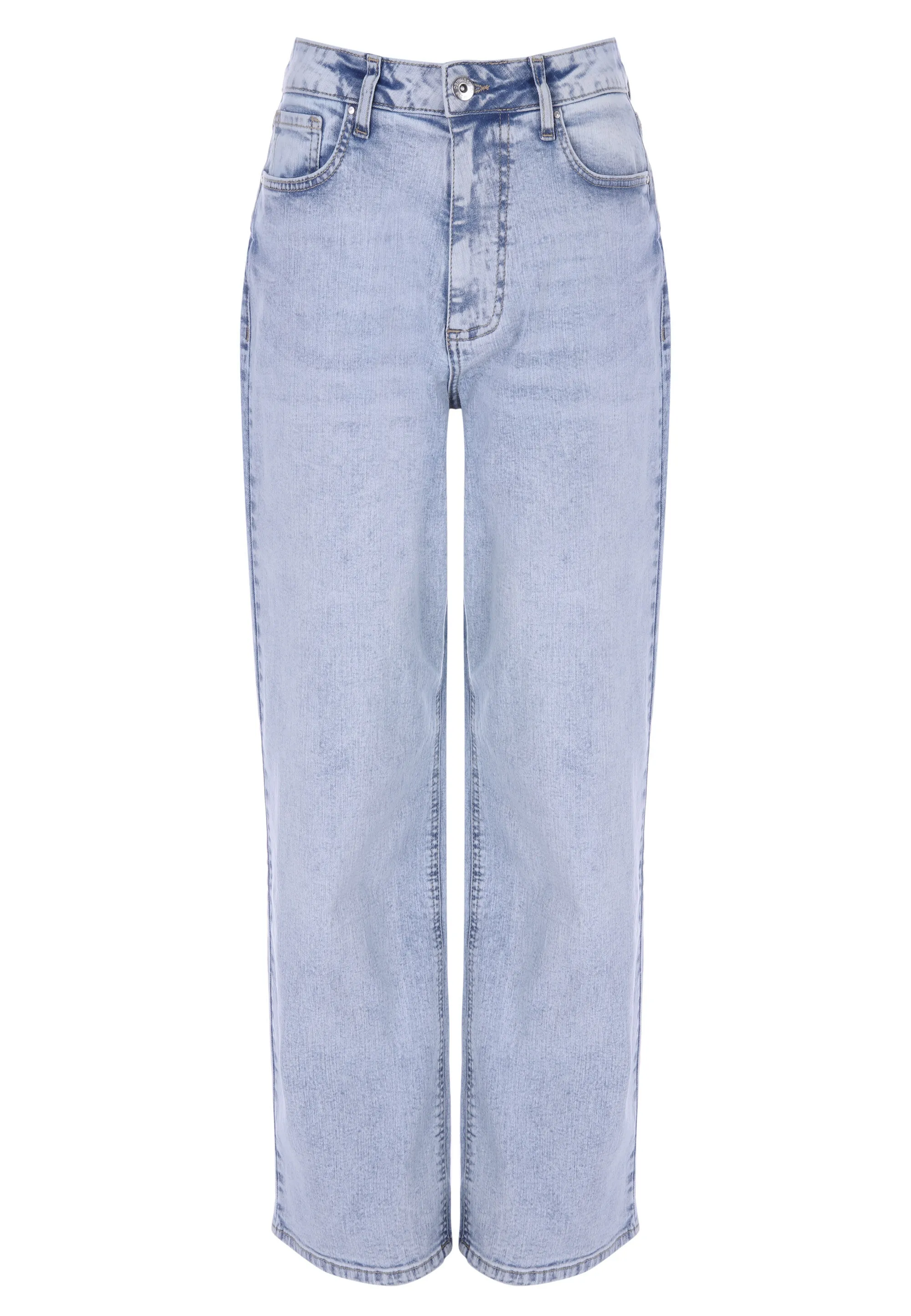 Womens Light Blue High Rise Wide Leg Jeans