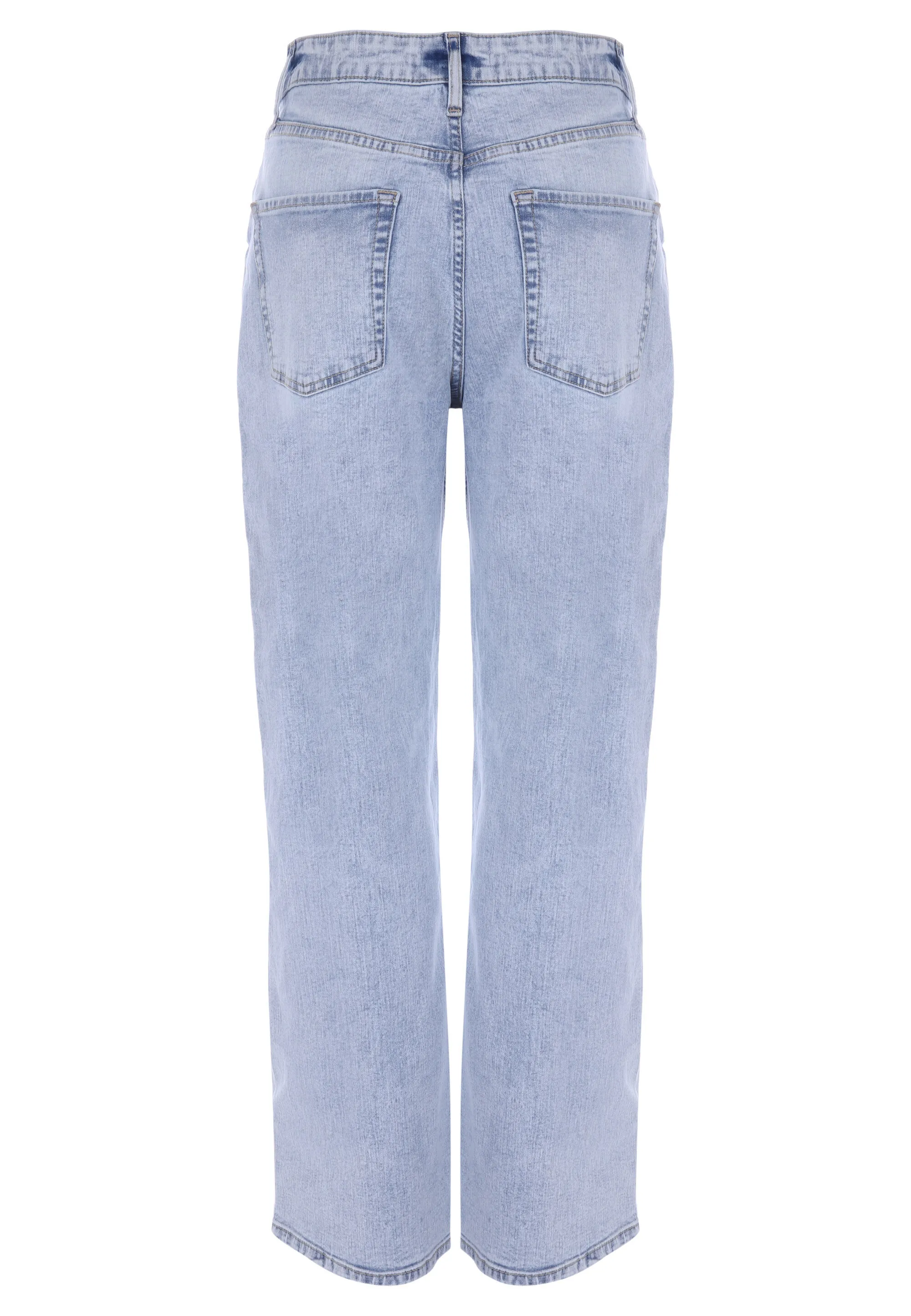 Womens Light Blue High Rise Wide Leg Jeans