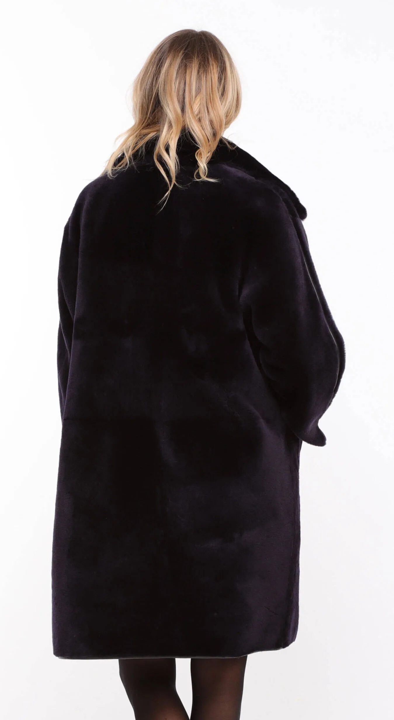 Women's reversible navy/gold \gaby\ sheepskin coat