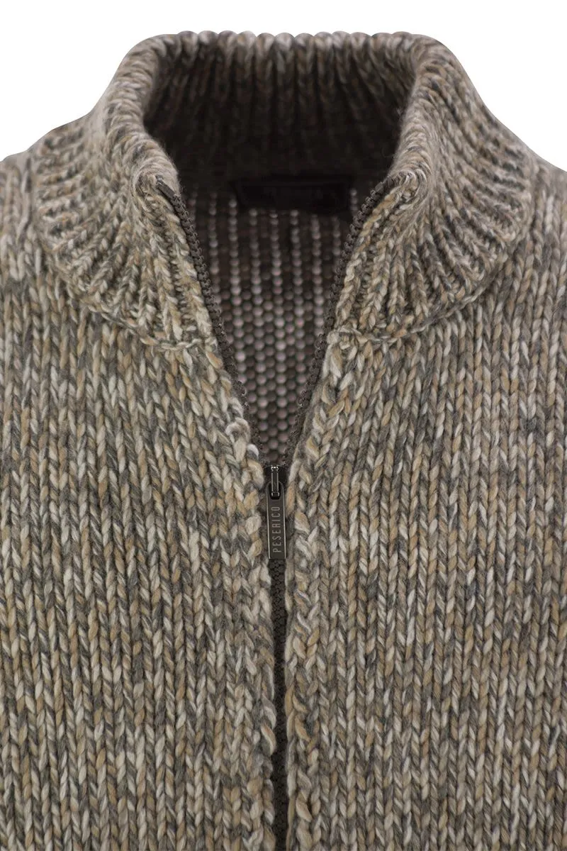 WOOL-BLEND TURTLENECK CARDIGAN