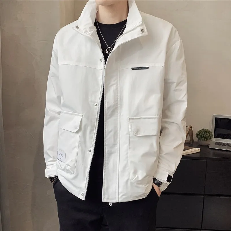 Xituodai 2022 Spring New Men's Stand Collar Thin White Jacket Korean Style Fashion Casual Solid Color Jacket Male Trend Brand Co